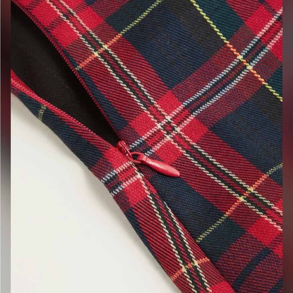 Cider SCOOP NECKLINE CHECKS ZIPPER PREPPY MINI DRESS mc5 s - Picture 5 of 7